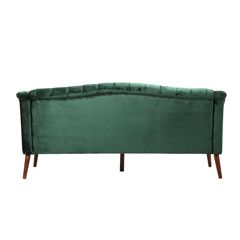 Roomfitters Tufted 3-Seater Sofa with Wooden Legs, Modern Upholstered Couch for Living Room & Study