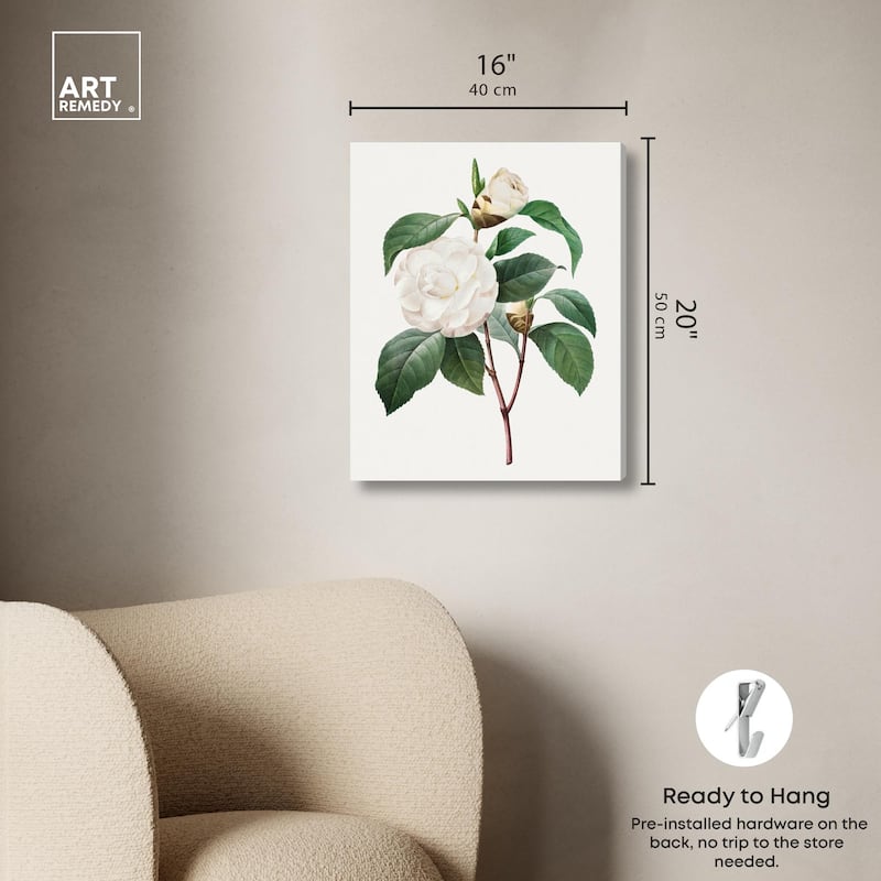 White Camellia Canvas by Art Remedy, Gallery Wrapped