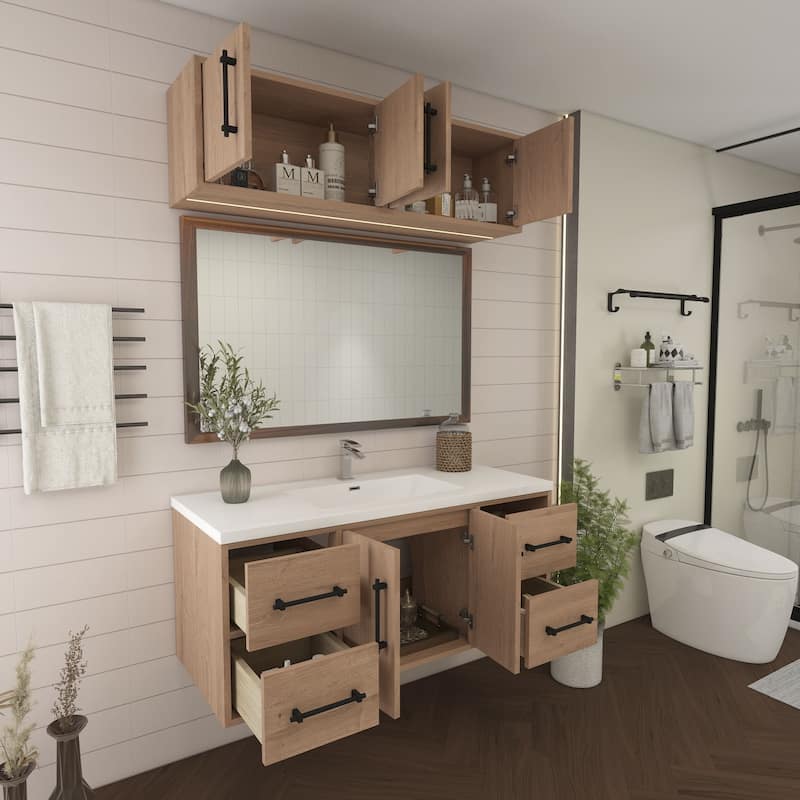 Victoria 48'' Wall-Mounted Vanity Set with Motion Sensor LED light Top Cabinet