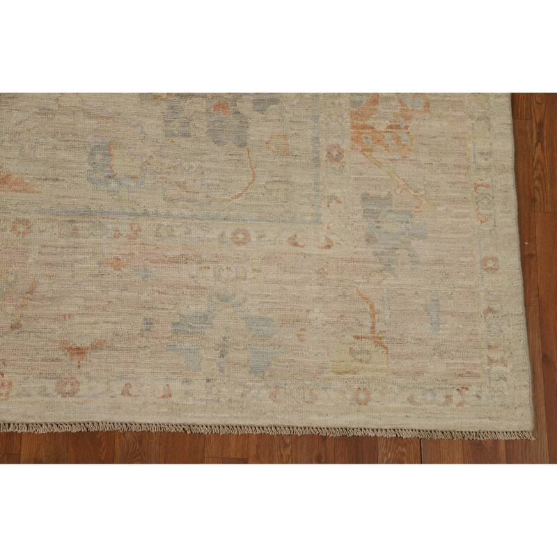 Oushak Turkish Area Rug Vegetable Dye Hand-Knotted Wool Carpet - 6'11"x 9'7"