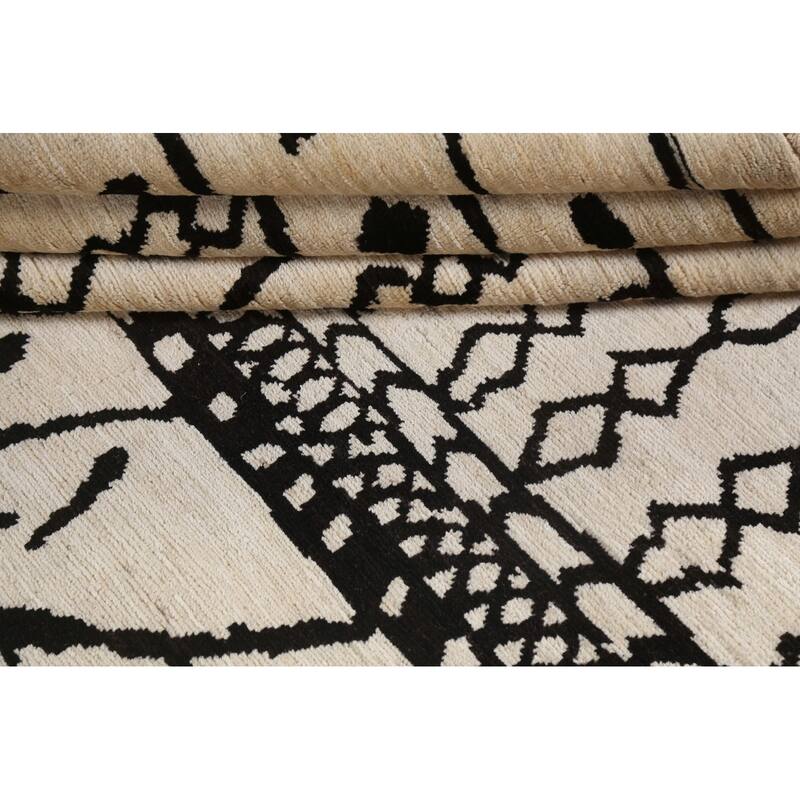 Vegetable Dye Moroccan Contemporary Area Rug Hand-knotted Wool Carpet - 8'1" x 9'9"