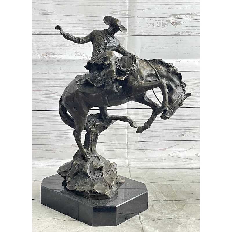 Bronco Buster Bronze Sculpture 100 Percent Real Bronze Western Art Figurine Remington