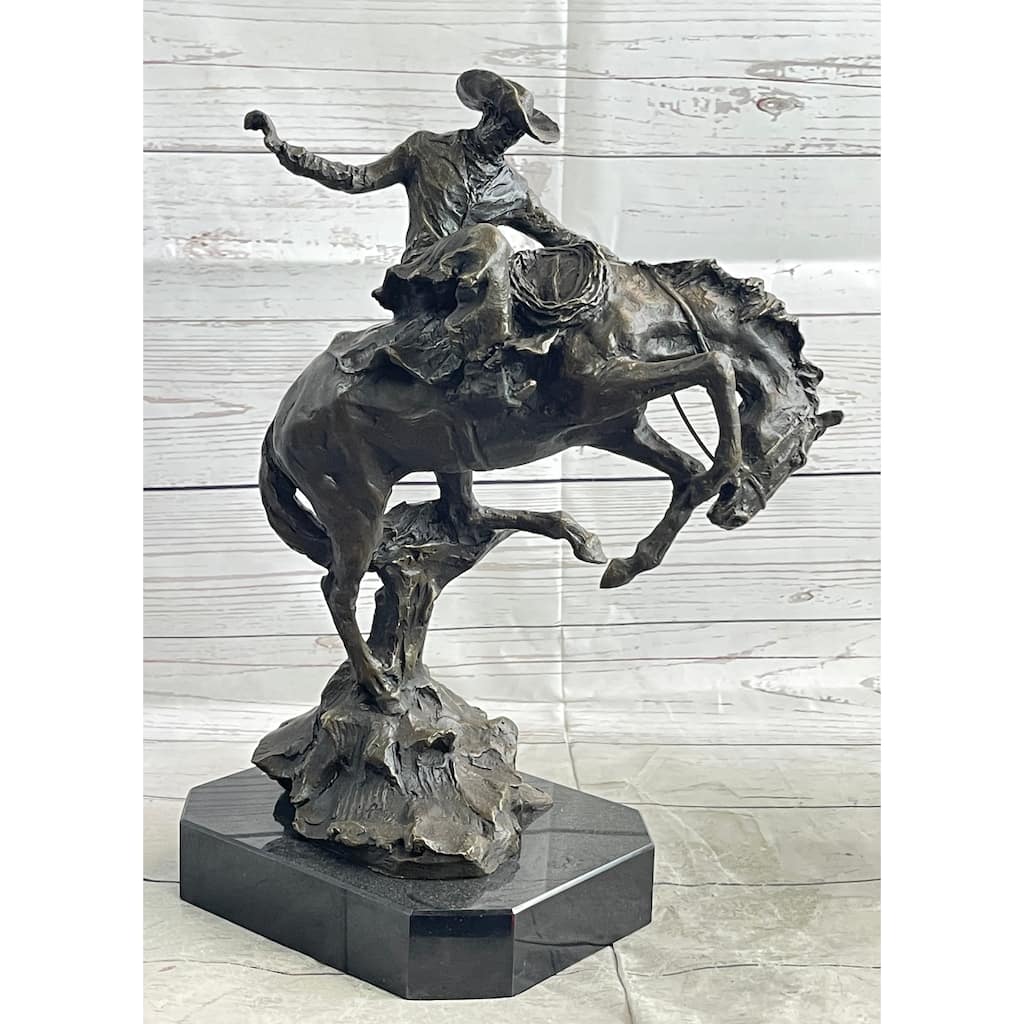 Bronco Buster Bronze Sculpture 100 Percent Real Bronze Western Art Figurine Remington