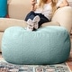 preview thumbnail 2 of 110, Jaxx Ellis Pouf - Modern Shearling Faux-Lamb Plush Fleece Ottoman Oval - Mineral Green