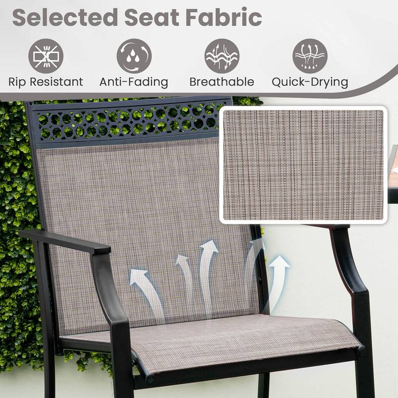 Costway Outdoor Counter Stools Set of 2 with Footrest & Armrests Metal - See Details