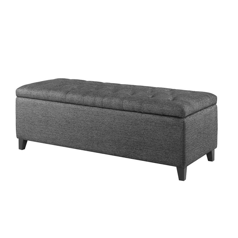 Roomfitters Tufted Top Storage Bench, Modern Fabric Ottoman Trunk with Soft Close Lid and Copper Nailhead Trim