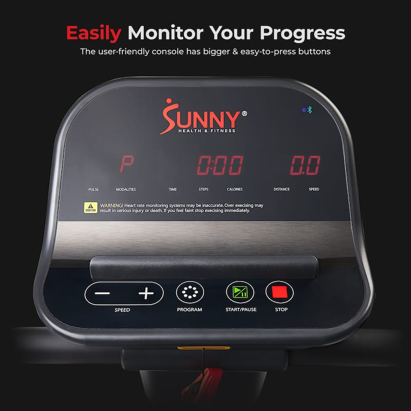 Sunny Health & Fitness Running Treadmill with Handrails - SF-T722062 - Black - 62.6 x 30.5 x 48.8 Inches