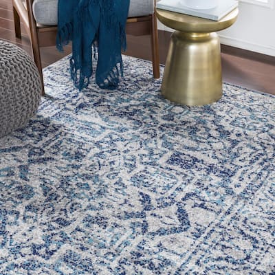 Livabliss Abbas Navy/Gray Vintage Traditional Area Rug