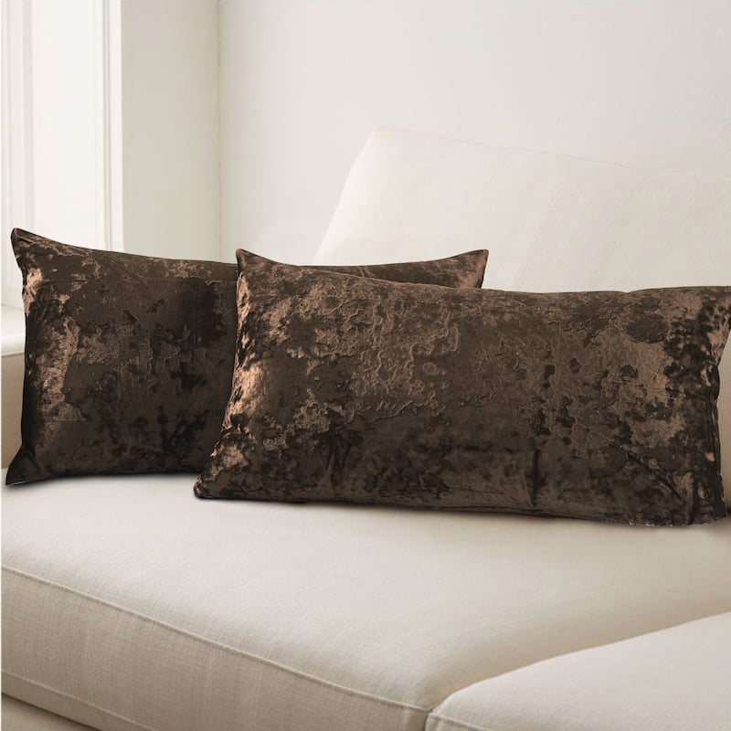 Rancho Crushed Velvet Throw Pillow Cover Set, NO INSERT - 14" x 26" - Carafe