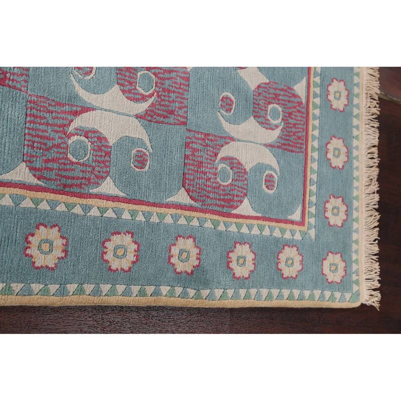 Vegetable Dye Nepalese Area Rug Hand-knotted Oriental Wool Carpet - 5'2" x 8'0"
