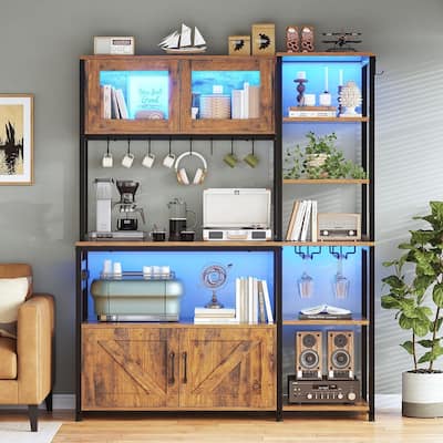 Bakers Rack for Kitchen with Storage Coffee Bar Cabinet