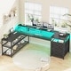 preview thumbnail 16 of 36, 67" L Gaming Shaped Desk Storage Shelves Power Outlet 2 Drawers