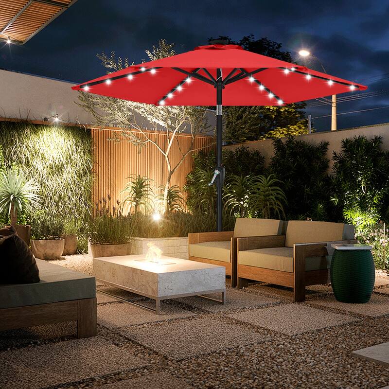 ABCCANOPY 7.5FT Outdoor Patio Solar Umbrella with 24LED Lights