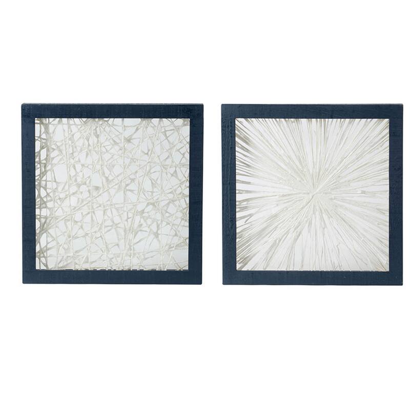 15 x 15 Botanical Wall Art Decor, Blue White Floral Canvas by Casagear Home