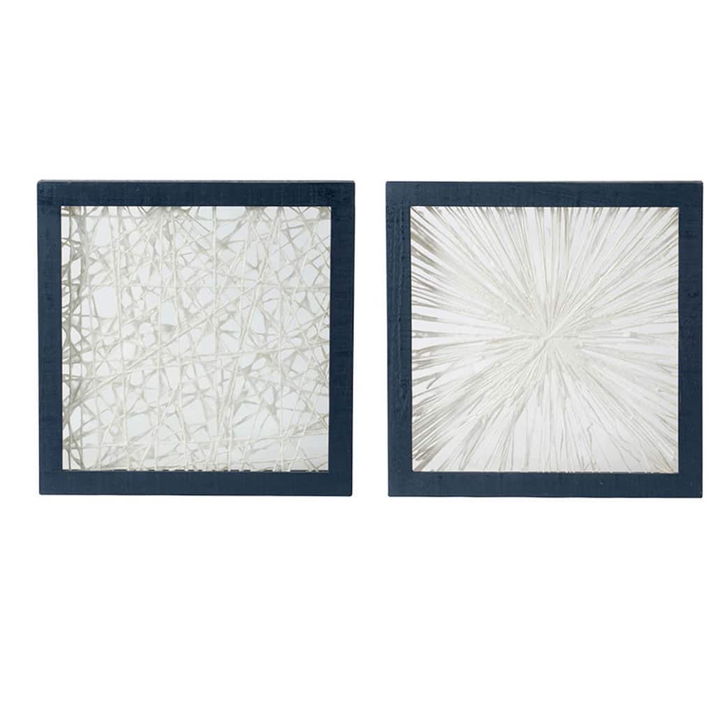 15 x 15 Botanical Wall Art Decor, Blue White Floral Canvas by Casagear Home