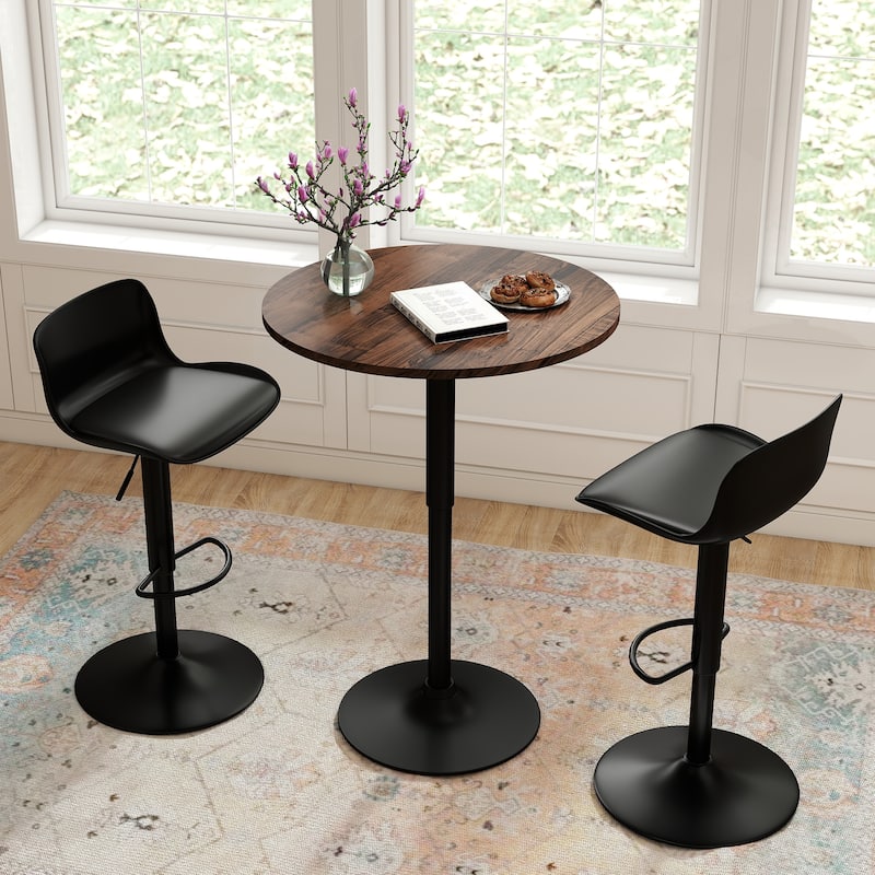 360 Swivel Round Pub Table Height Adjustable Bar Table 27.5-35.6 inches