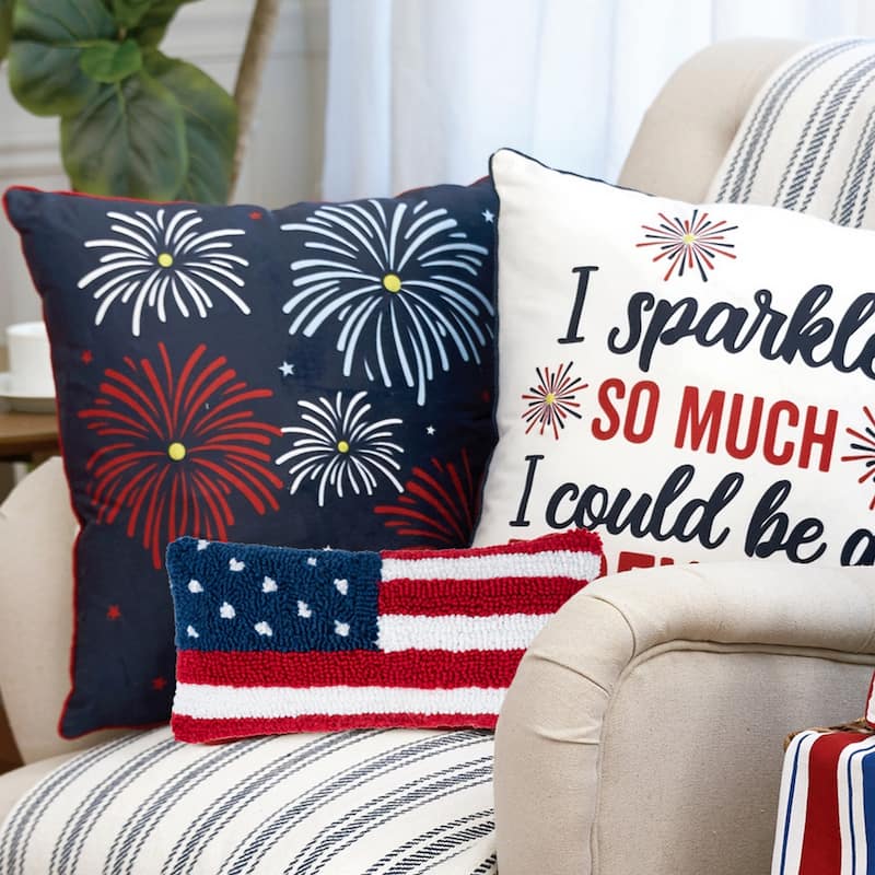 American Flag Hooked Pillow