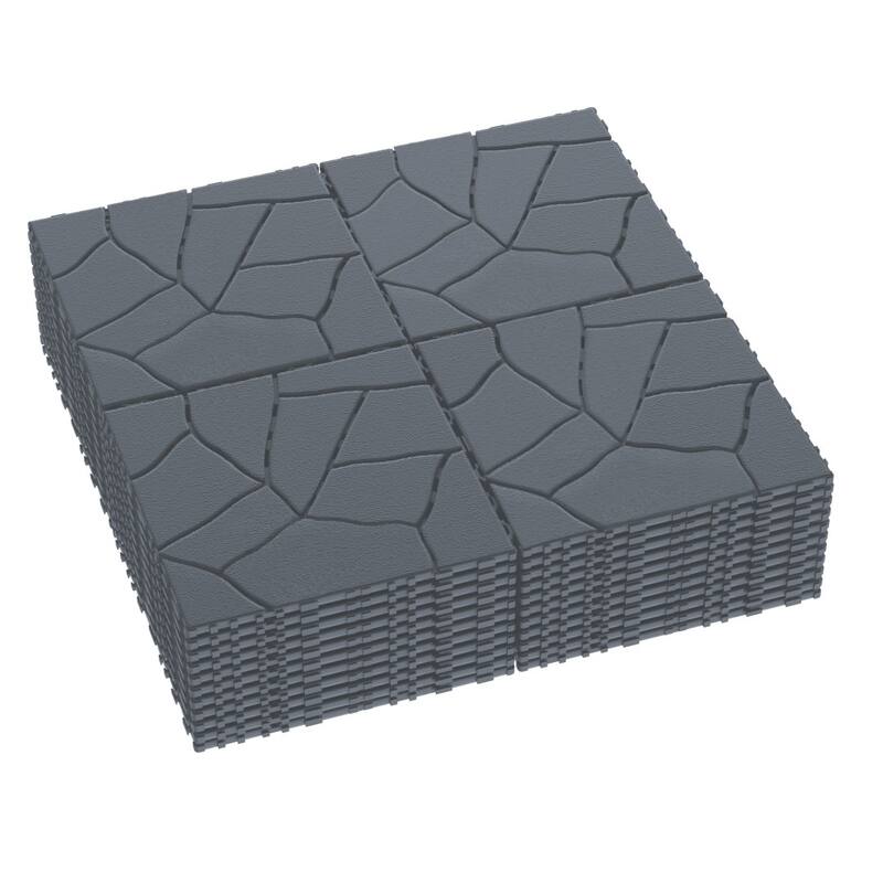 Stone Style 12" Patio Deck Tiles DIY Module Interlocking Decking Tiles Floor Tile