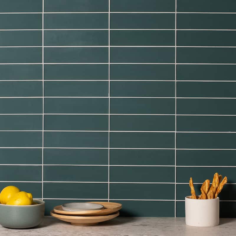 2 in. x 8 in. Glass Subway Wall Tile - 2 in. x 8 in. - Marine Matte