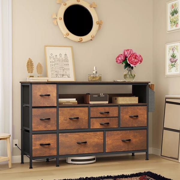 9 Drawers Dresser TV Stand Fabric Dresser with Charge Station Storage - 50  inches - Bed Bath & Beyond - 42888064