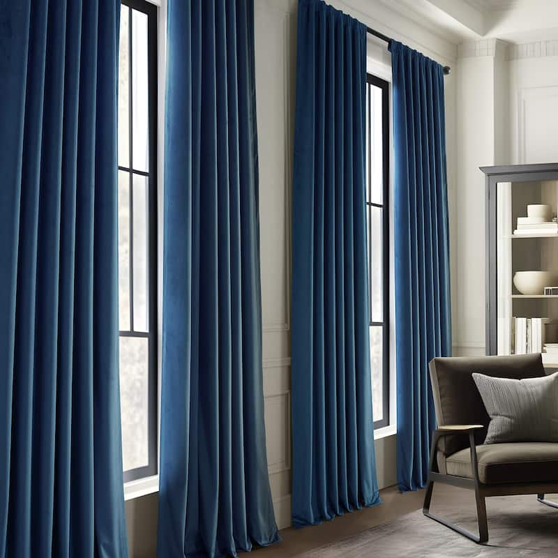 Exclusive Fabrics Basic Deluxe Velvet Room Darkening Curtain Pair - 2 Panels Window Curtains