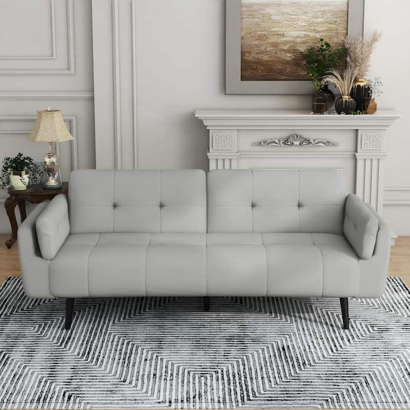 75" Convertible Sleeper Futon Sofa Bed With Adjustable Tufted Back
