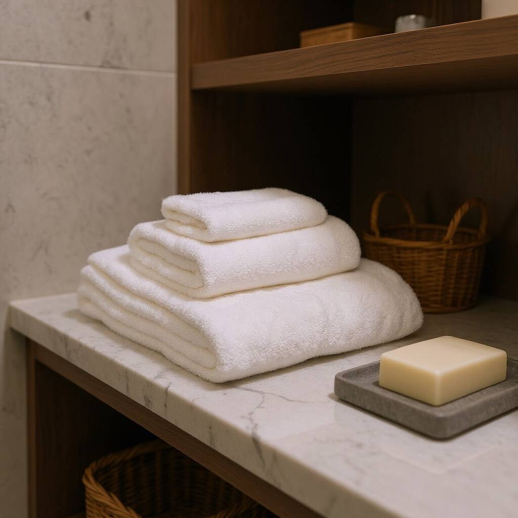 HomeRoots Set of Three Ivory Cotton Quick Dry Terry Cloth Towels - 54.00' X '30.00' X '1.00