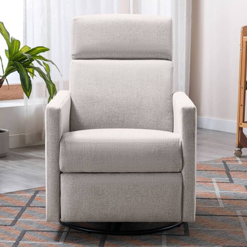 Modern 360° Swivel Sliding Linen Upholstered Recliner