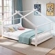 preview thumbnail 1 of 8, Full Size Kids' House-Style Bed with Sturdy Pinewood Frame and Playful Roof Design, White Finish White