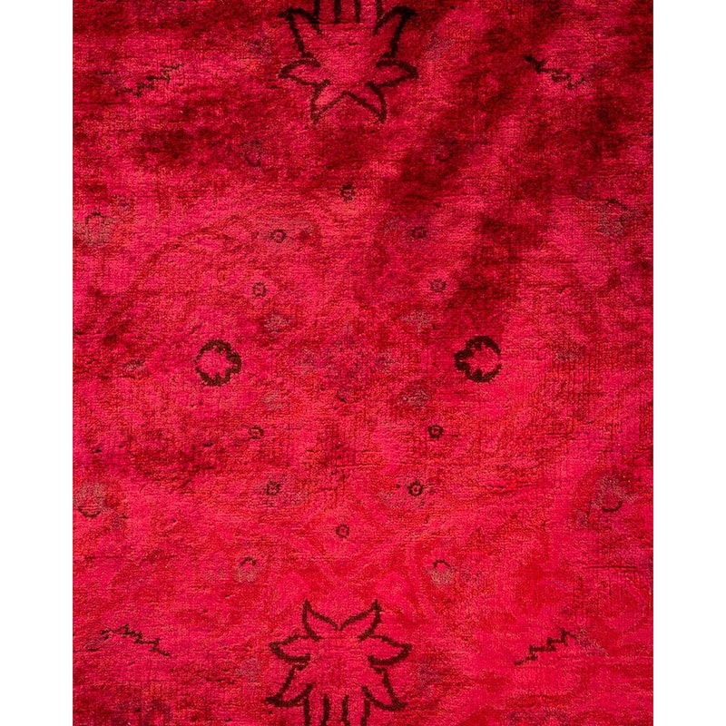 Overton Hand Knotted Wool Vintage Inspired Modern Contemporary Overdyed Red Area Rug - 9' 3" x 12' 3"