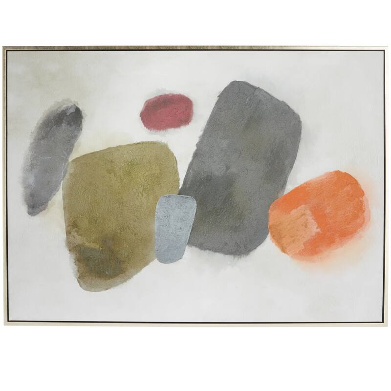 Canvas Abstract Framed Wall Art with Silver Frame - Multi Colored - Roche River Decor