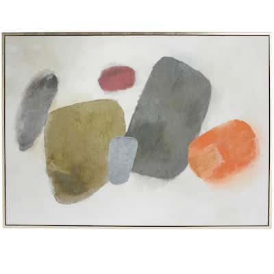 Canvas Abstract Framed Wall Art with Silver Frame - Multi Colored - Roche River Decor