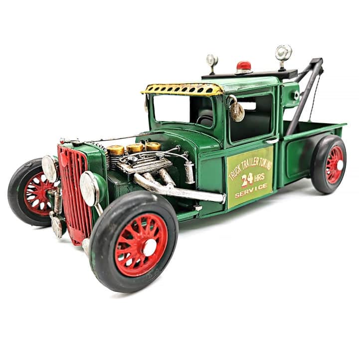 Vintage Geen Metal Towing truck