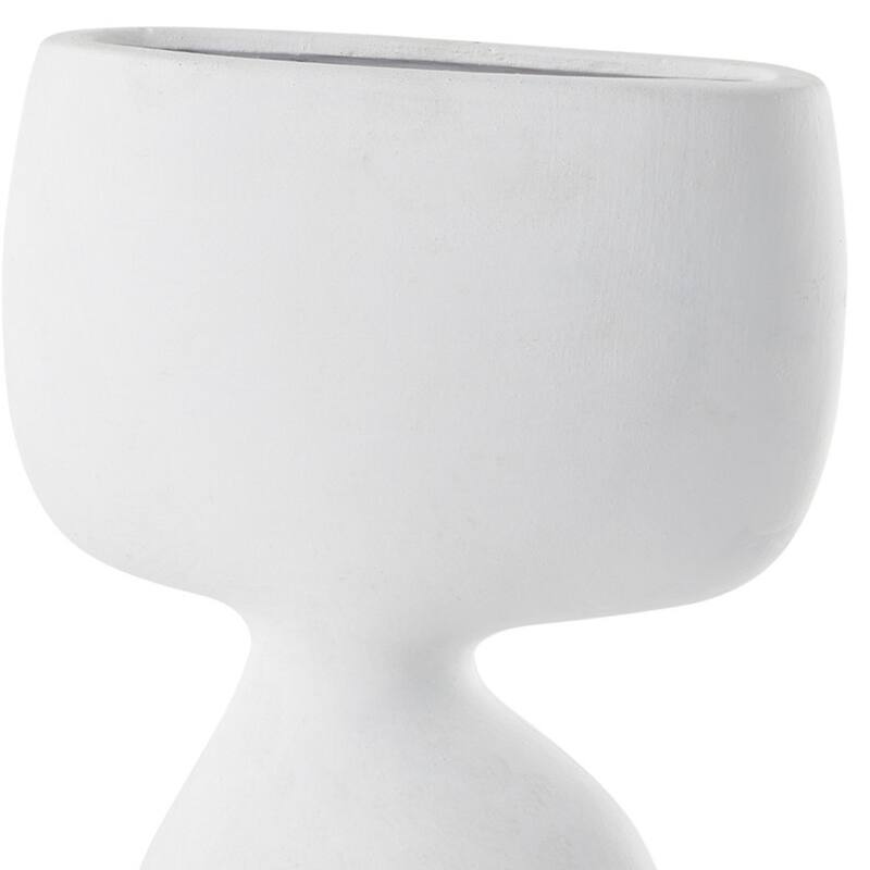 12" White Ceramic Sculptural Table Vase - 5.91