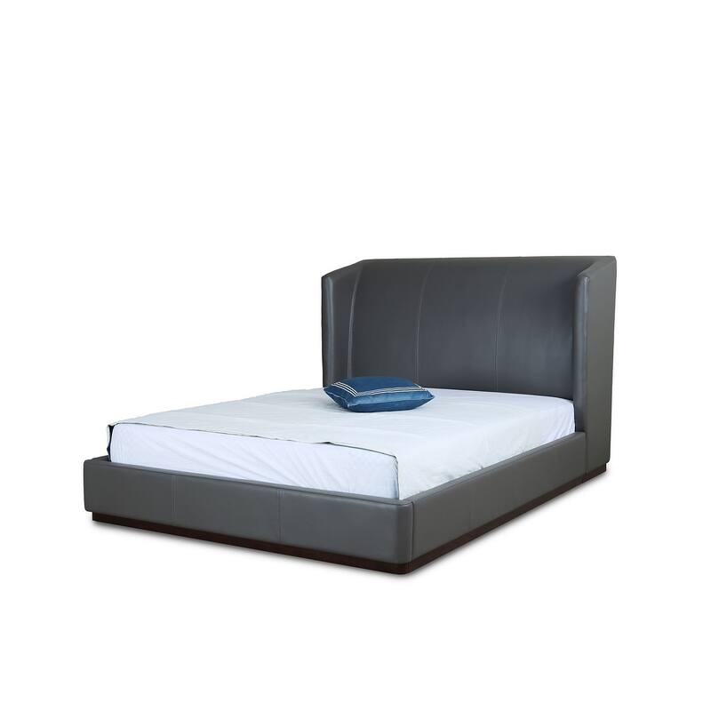 Manhattan Comfort Faux Leather Contemporary Lenyx Full-Size Bed - Graphite - Queen