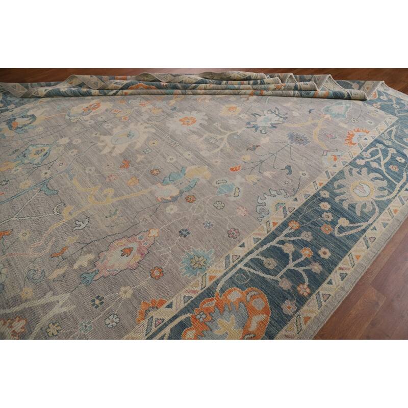 Turkish Oushak Vegetable Dye Area Rug Hand-knotted Wool Carpet - 9'3"x 11'10"