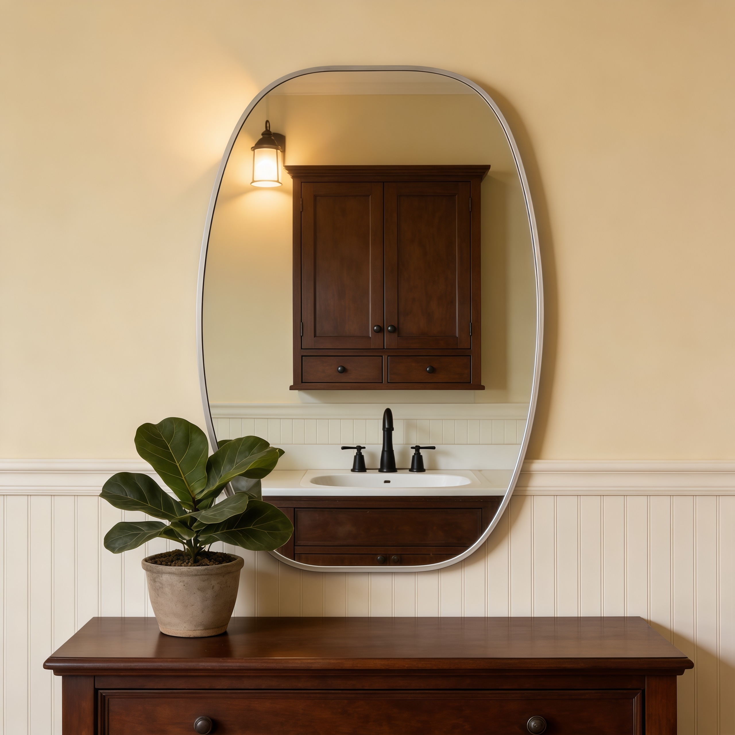 24x36 in Metal Framed Oval Vanity Bathrrom Mirror for Wall