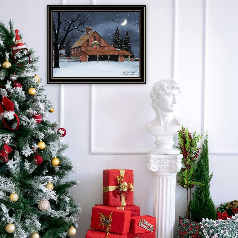 Christmas Night Before Christmas Framed Wall Art - Black Frame Print for Living Room Bedroom Home Decor