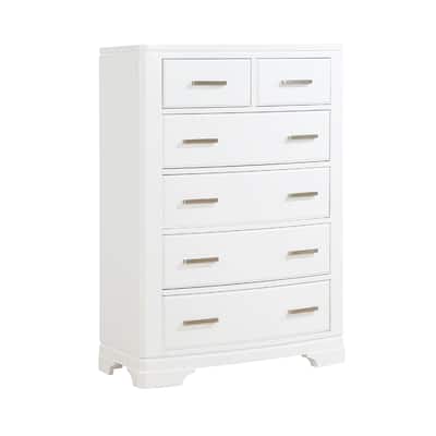 Hudy Tall Dresser Chest, 6 Drawers X Metal Handles, White Birch Veneer