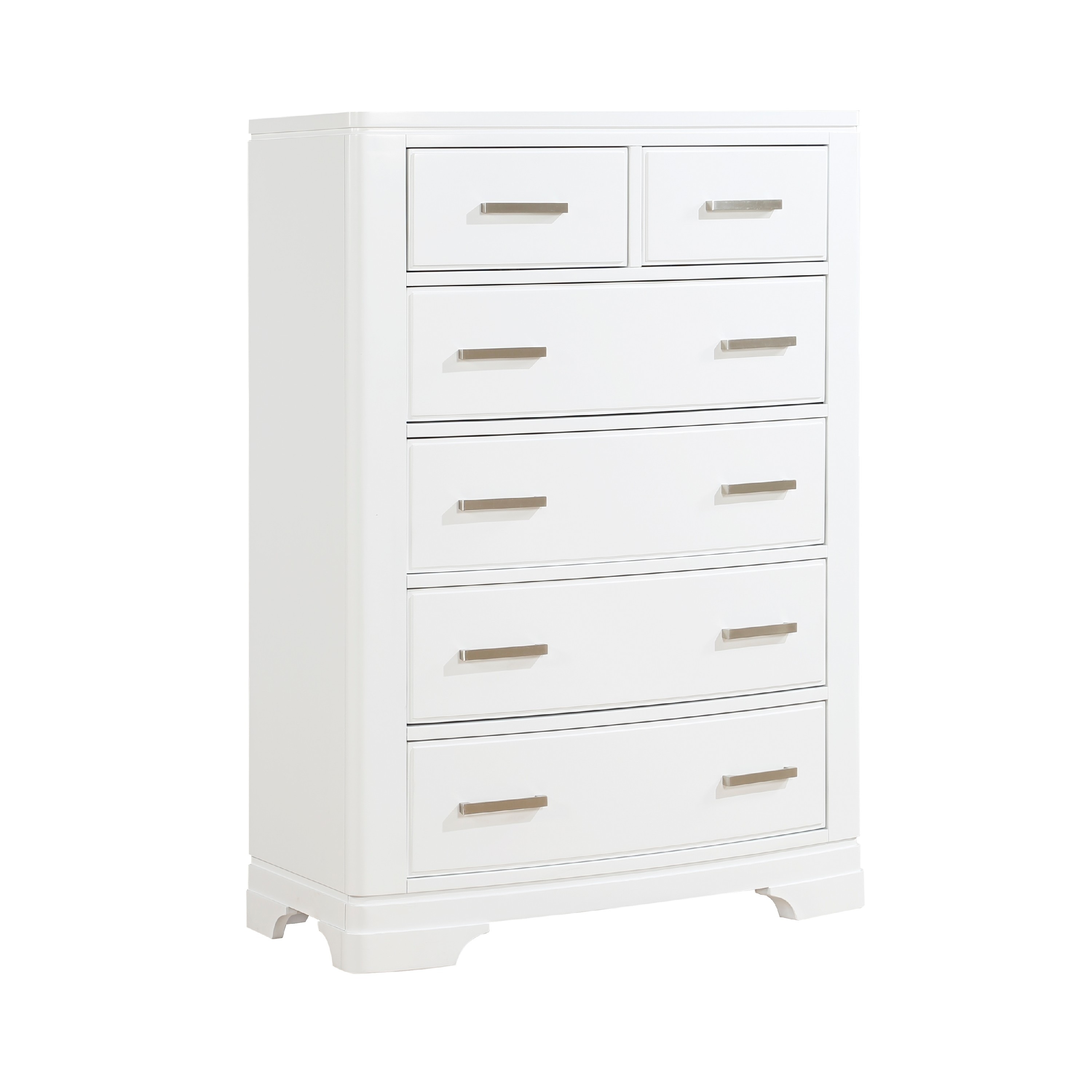 Hudy Tall Dresser Chest, 6 Drawers X Metal Handles, White Birch Veneer