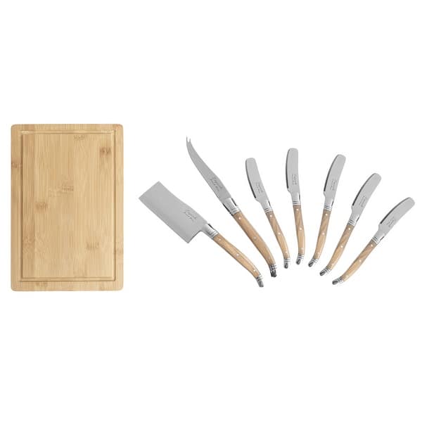 slide 2 of 3, French Home Connoisseur 8-Piece Laguiole Cheese Knife, Spreader and Board Set
