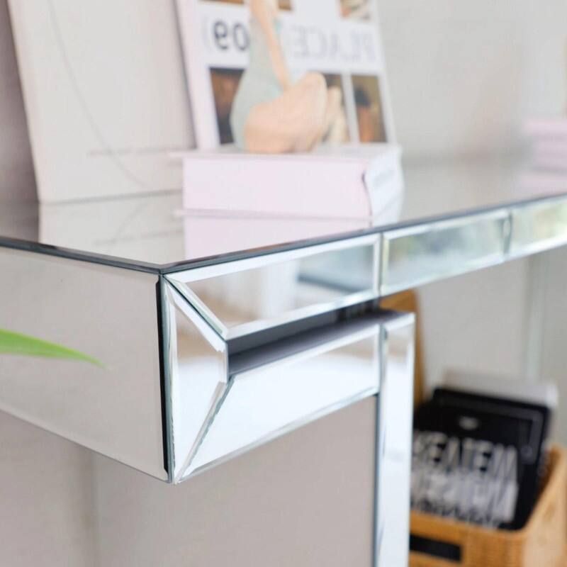 Luxury 60" Mirror Console Table with Fluted Glass for Elegant Entryway and Living Room Use