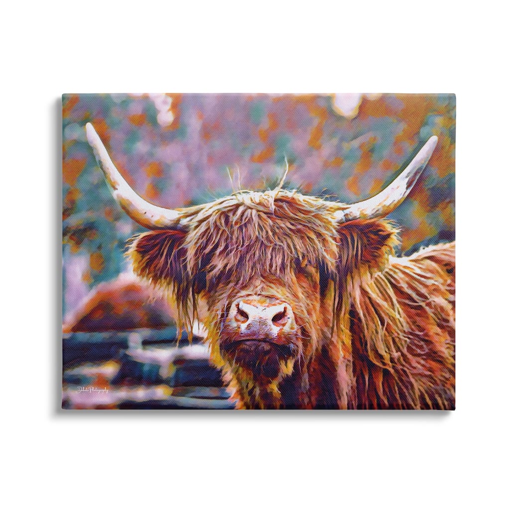 Stupell Highland Cattle Modern Portrait Canvas Wall Art Design by Dakota Diener