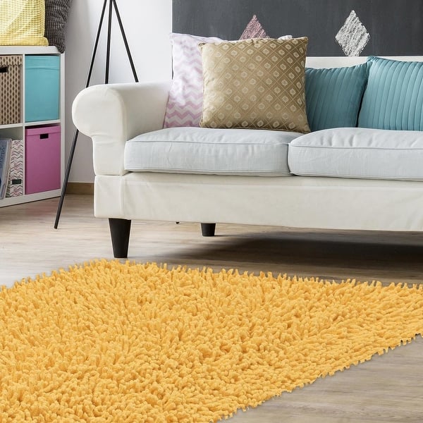 slide 2 of 15, Yellow Shagadelic Chenille Twist Rug