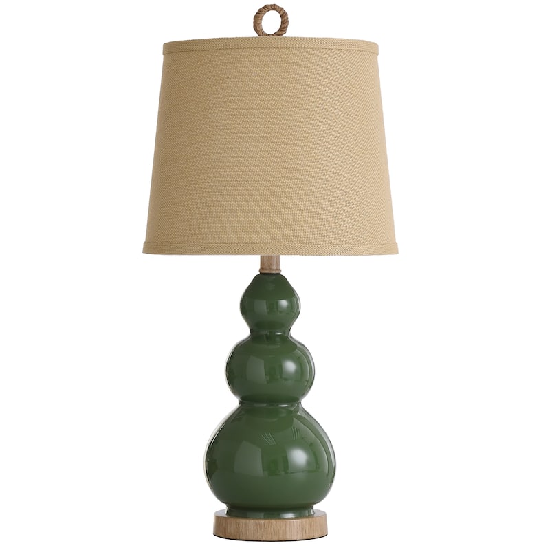 StyleCraft Nautical Table Lamp - Green Finish - Tan Burlap Shade - Green, Taupe