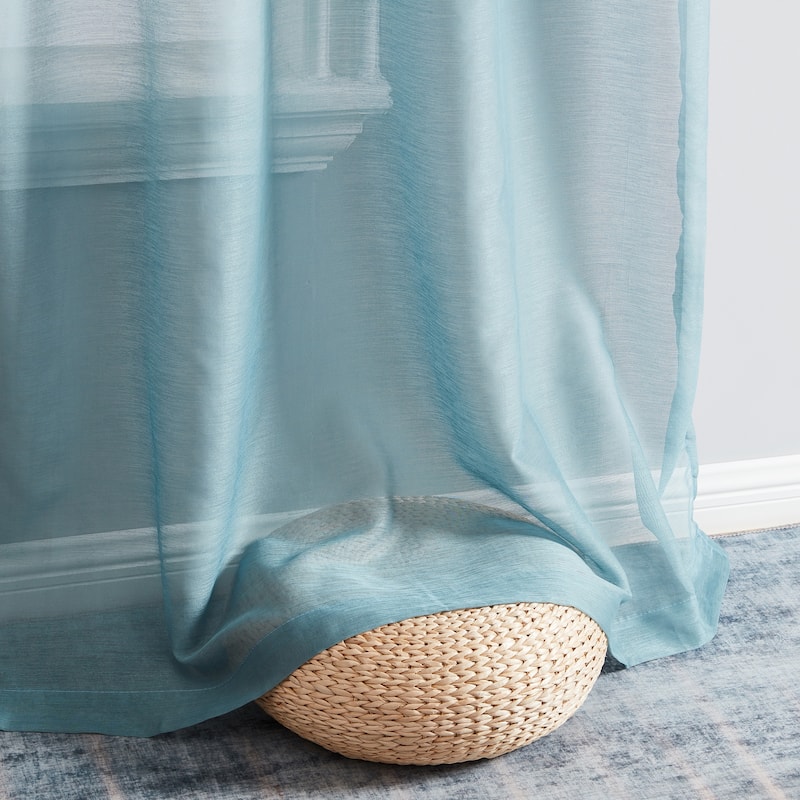 HLC.me Lauren Semi Sheer Rod Pocket & Back Tab Window Curtains Panels, Set of 2