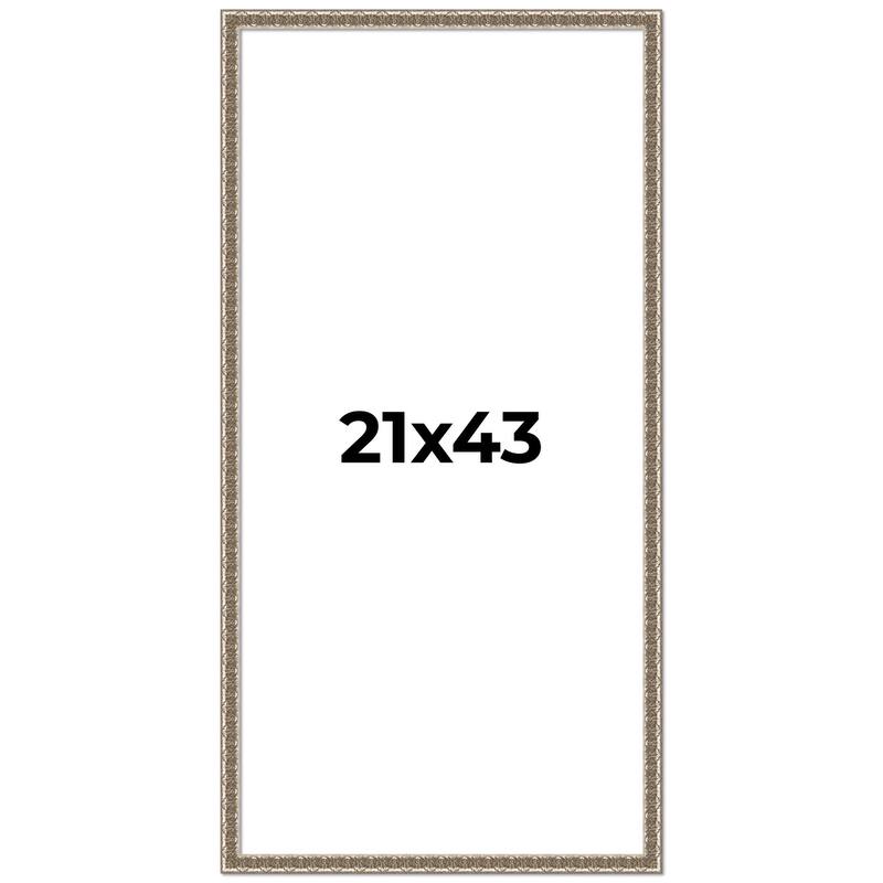 21x43 Frame Silver Versailles Ornate Solid Wood Picture Frame | 1 Inch
