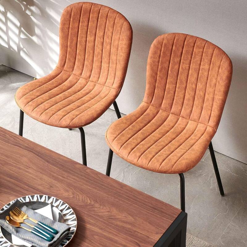 Howtai Upholstered Dining Chairs,Vintage PU Leather Accent Side Chairs