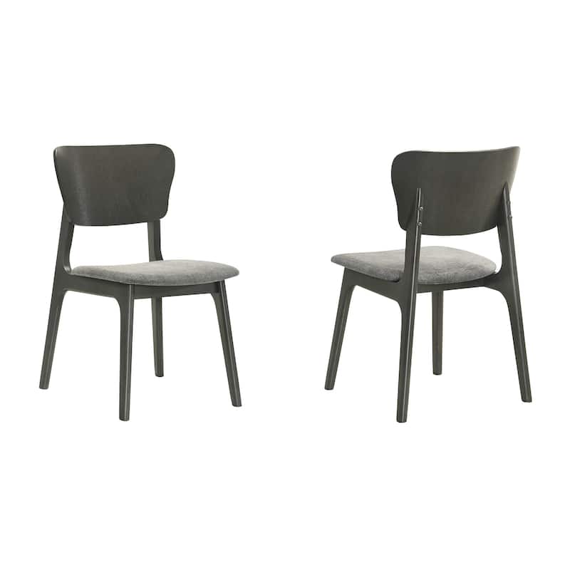 Kalie 24 Inch Dining Chair Set of 2, Curved Legs, Padded Fabric Seat, Gray