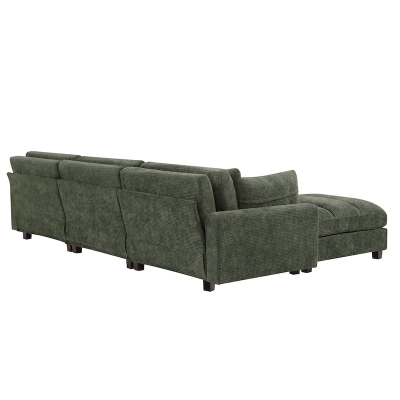 Extra-Large Modern Chenille Sofa Set (128.4 Inches With Pillow Stools) - 128.4"W X 44.1"D X 33.9"H